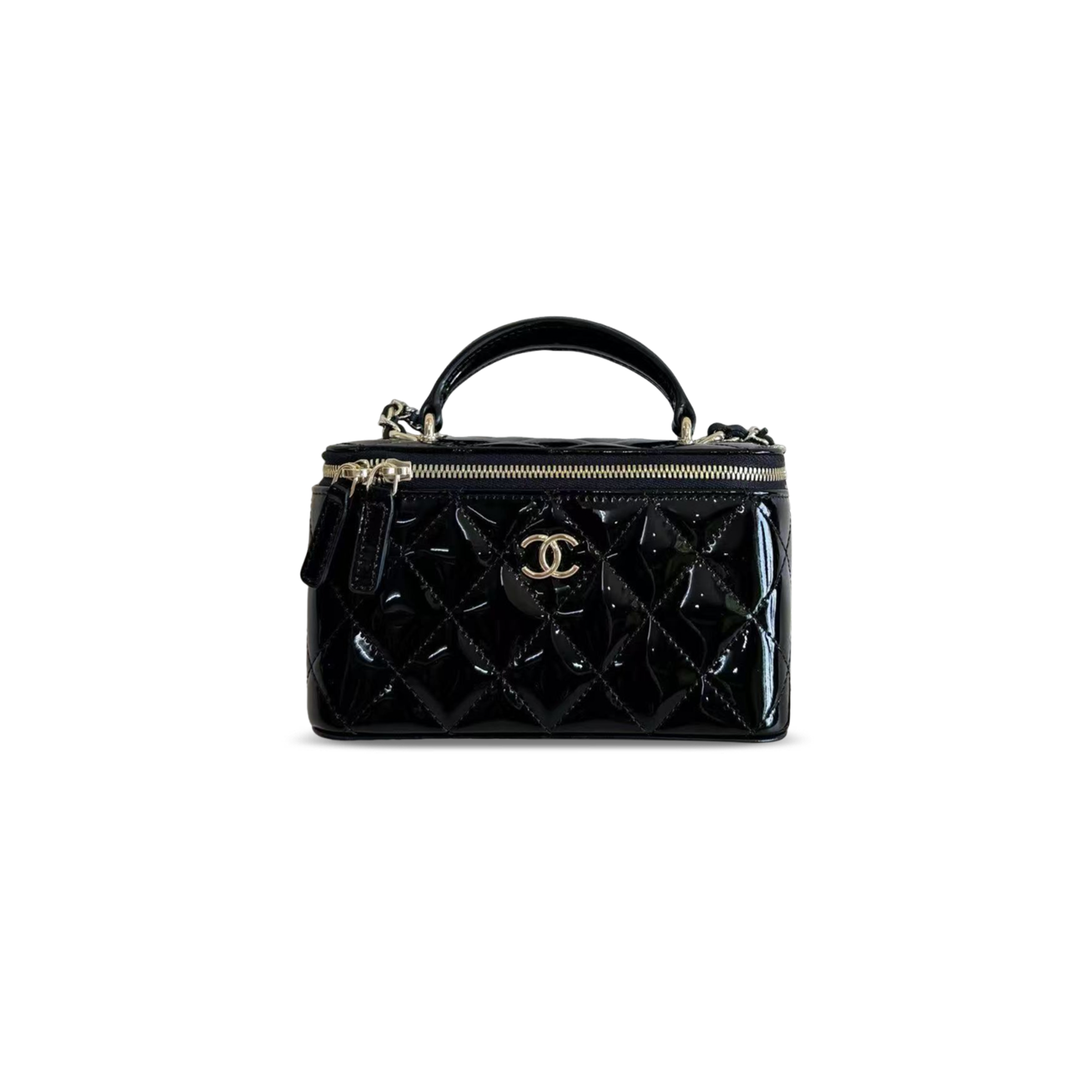 CHANEL LONG VANITY WITH CHAIN PATENT LEATHER AP2199 (16*9*8cm)